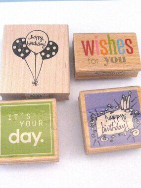 Birthday  Wood Block Stamps  - Set/4